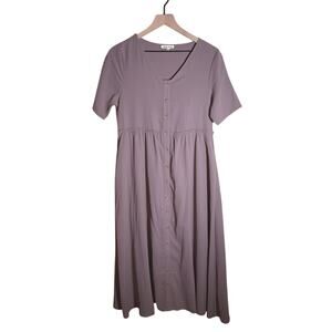 JESSAKAE classic empire waist button front short sleeve maxi dress M